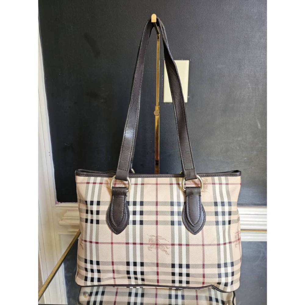 Burberry Beige and Black Check Shoulder Bag
